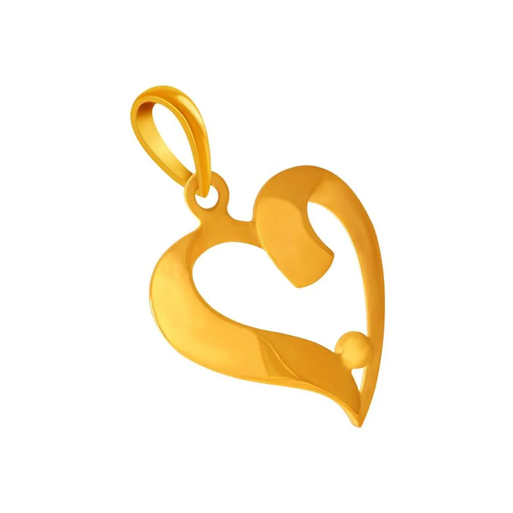 14k Simple Heart Pendant With Gold Point