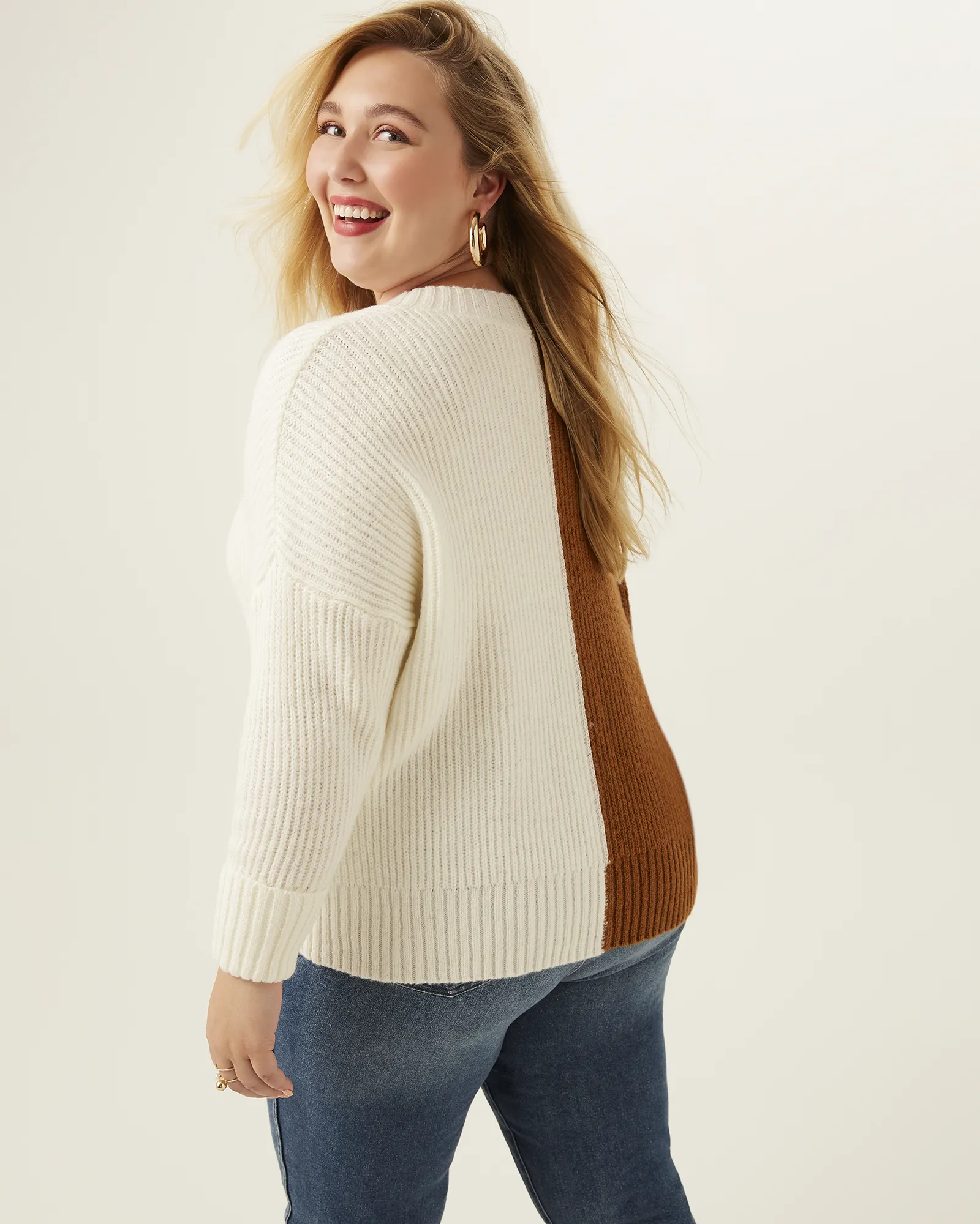 Aisha Colorblocked Sweater | Ivory