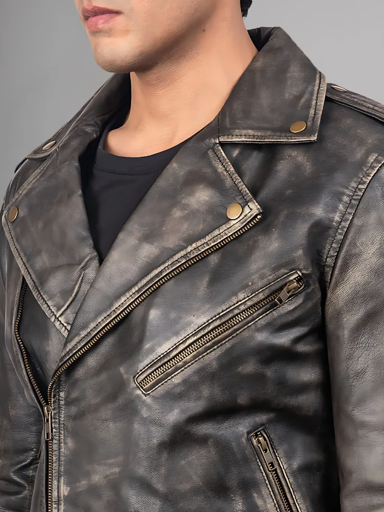 Allaric Alley Mocha Leather Biker Jacket