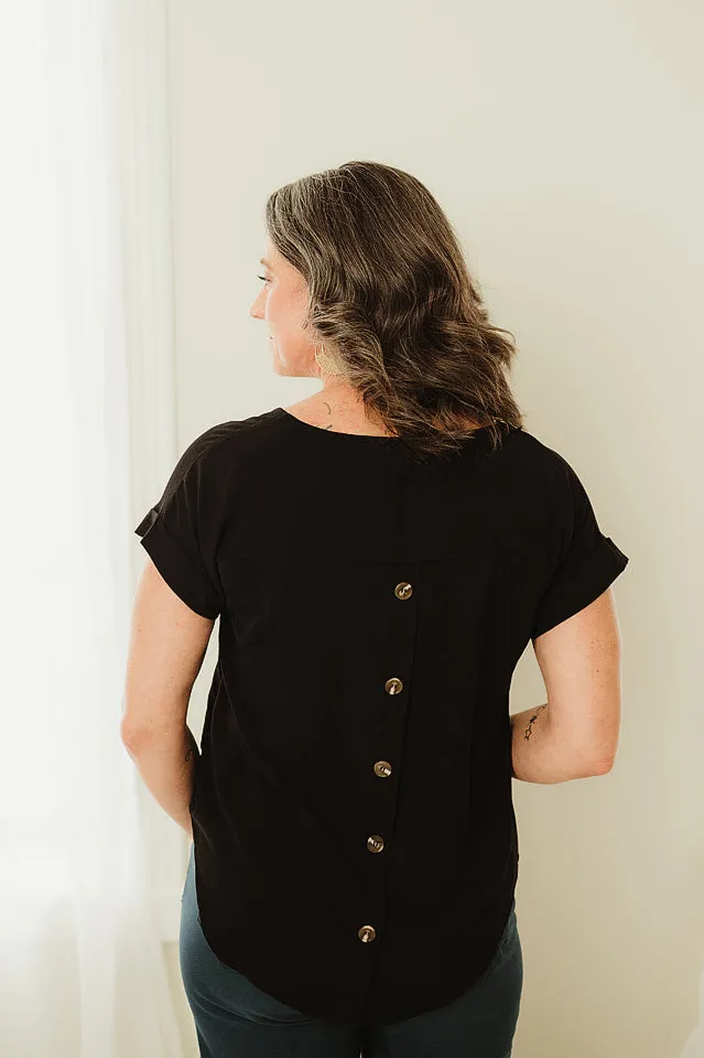 Back Buttoned Short Sleeve Top