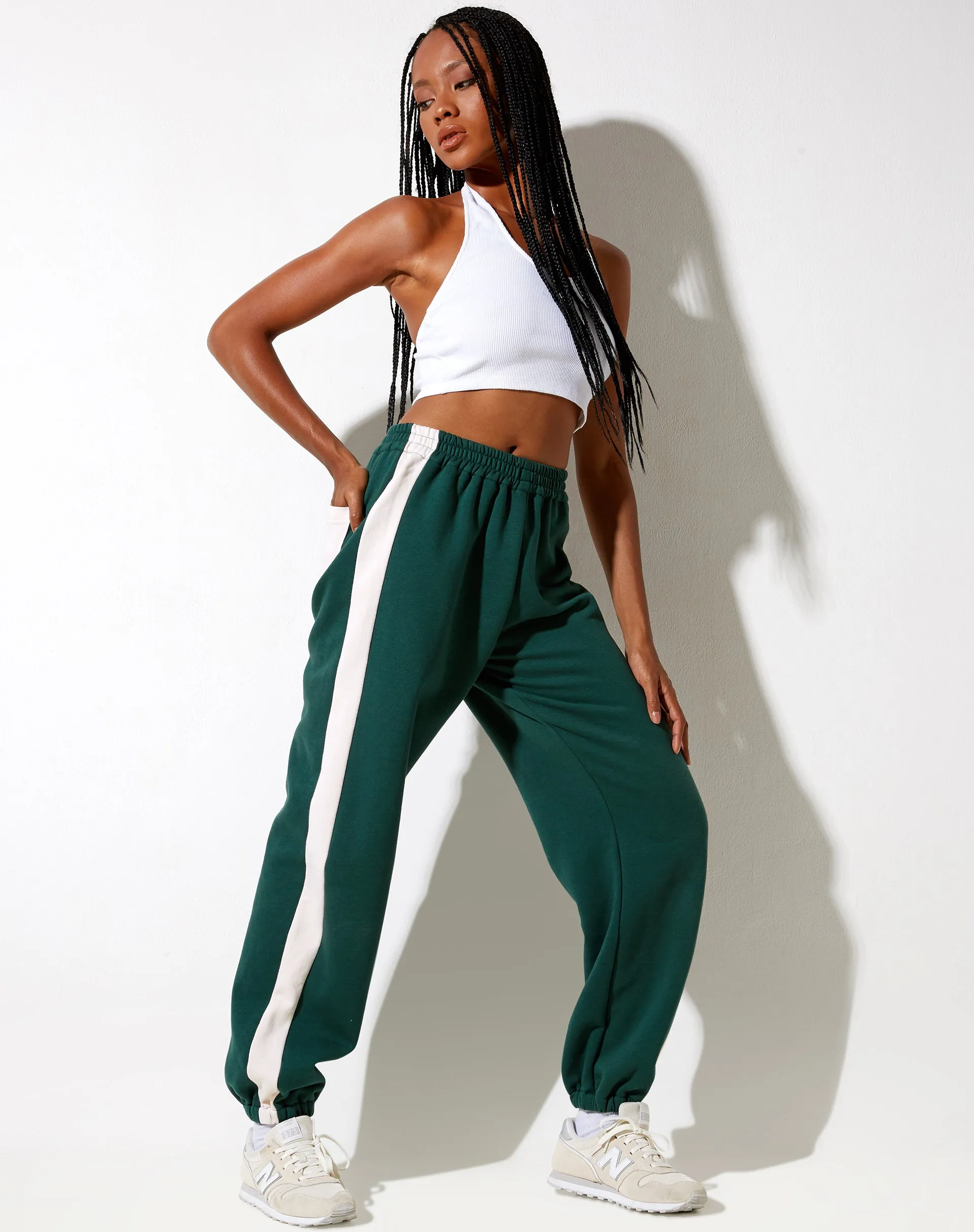 Basile Jogger in Forest Green and Winter White