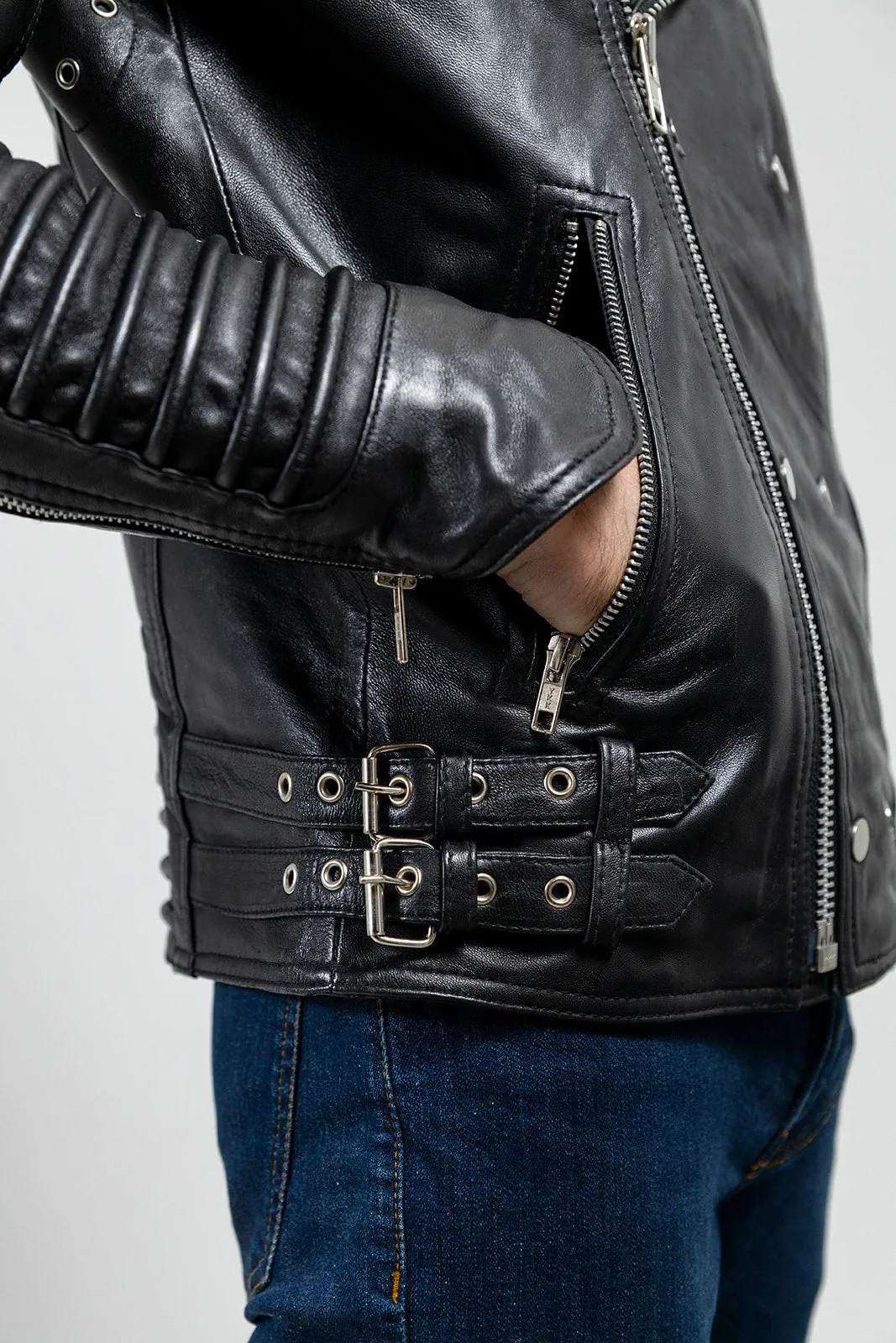 Brooklyn Mens Lambskin Leather Jacket Black