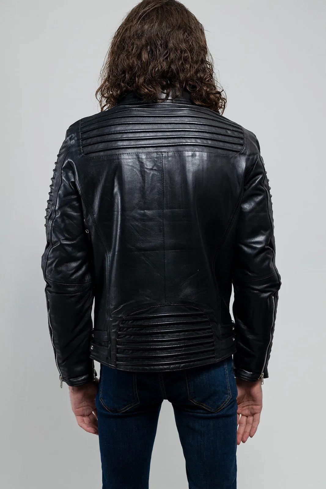 Brooklyn Mens Lambskin Leather Jacket Black