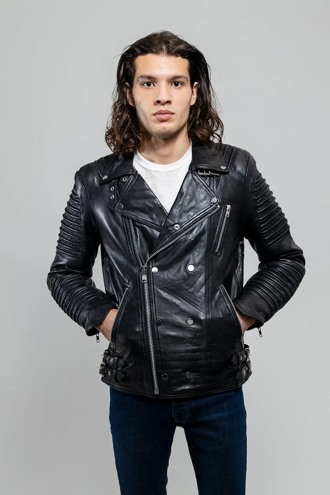 Brooklyn Mens Lambskin Leather Jacket Black