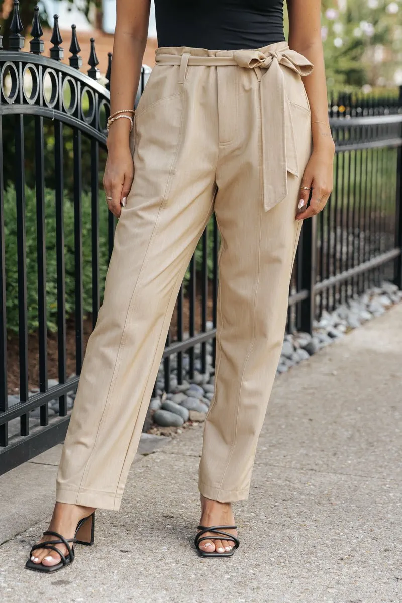 Camel Tie Front Trousers - FINAL SALE