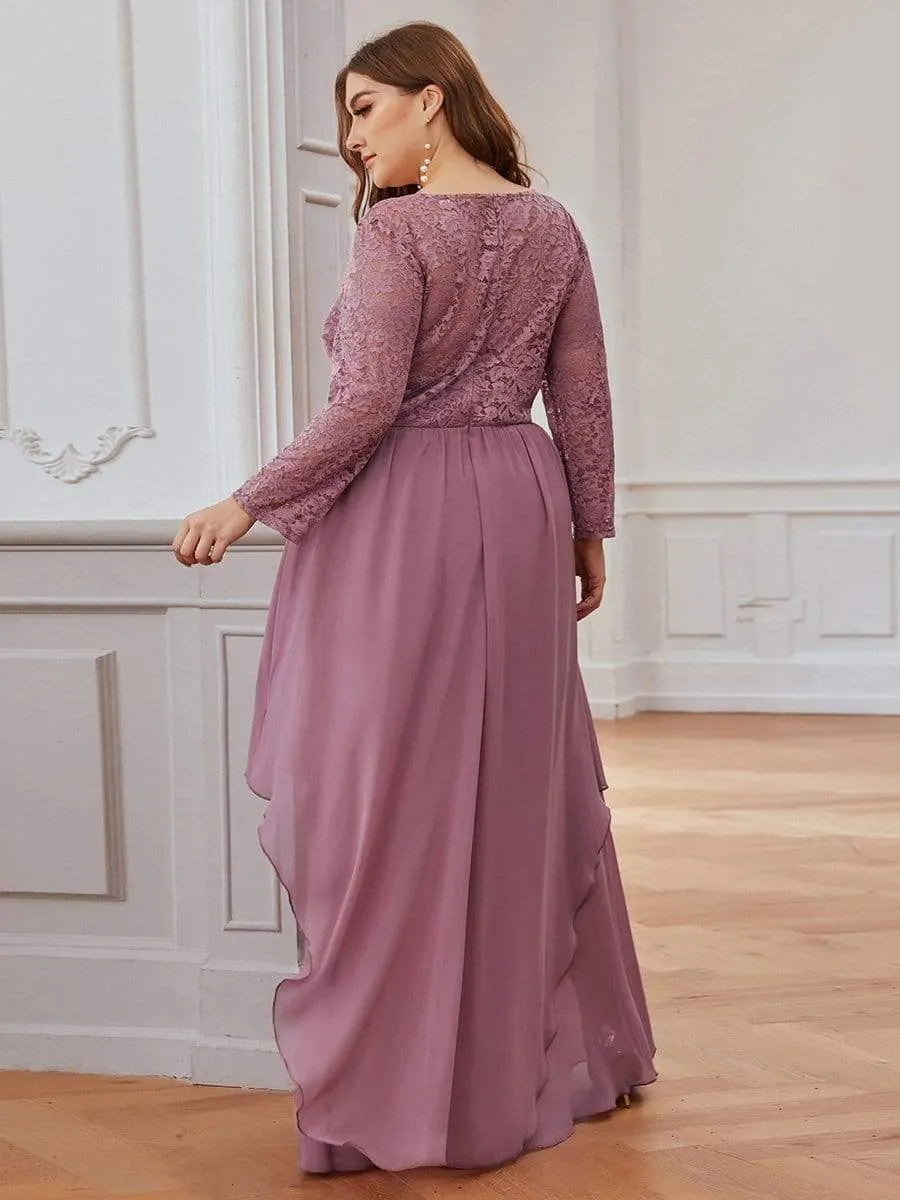 Classic Floral Lace Bridesmaid Dress with Long Sleeve