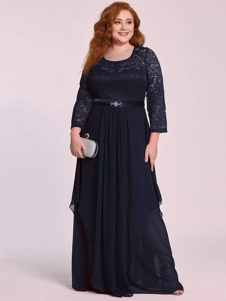 Classic Floral Lace Bridesmaid Dress with Long Sleeve