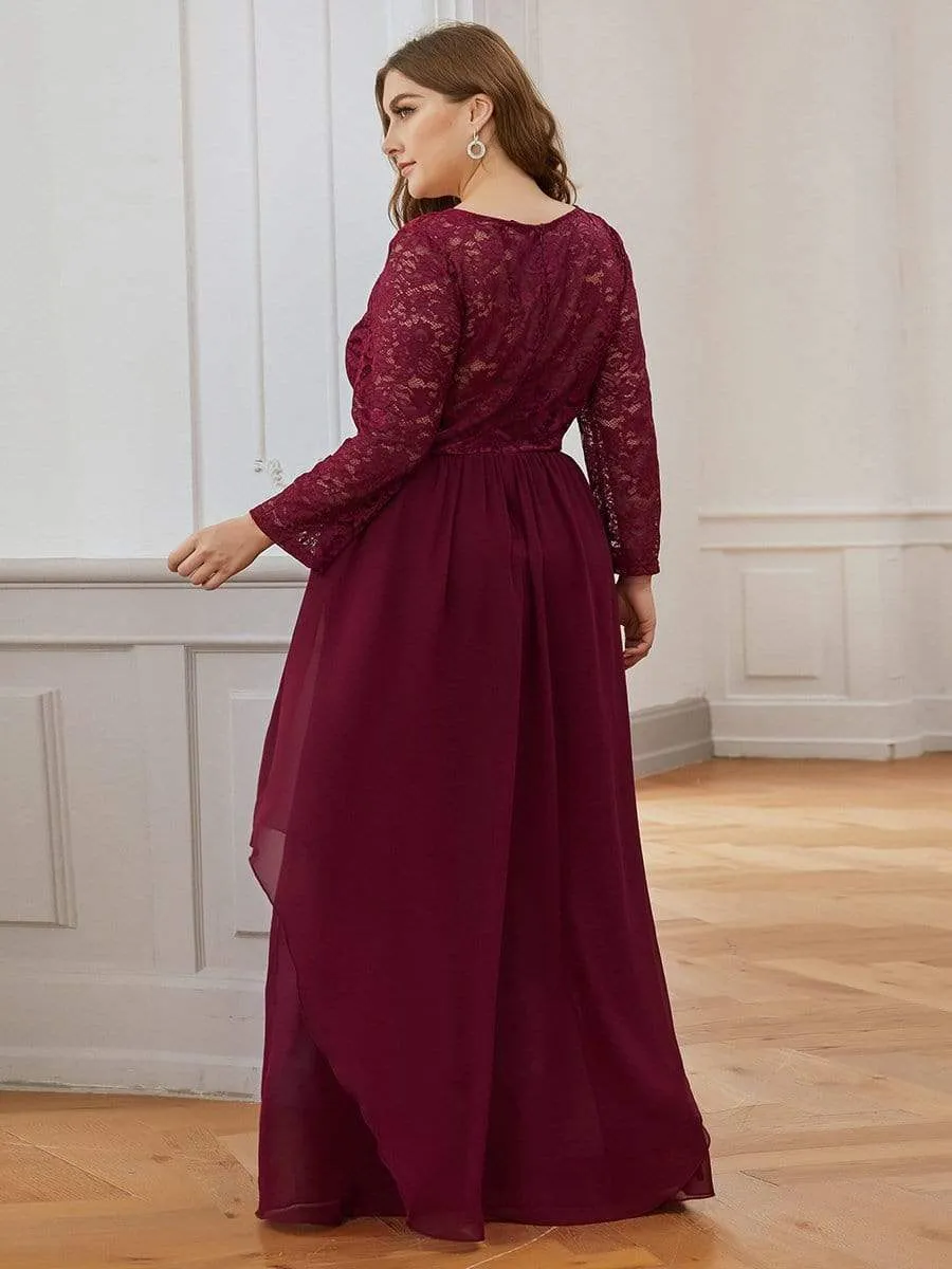 Classic Floral Lace Bridesmaid Dress with Long Sleeve