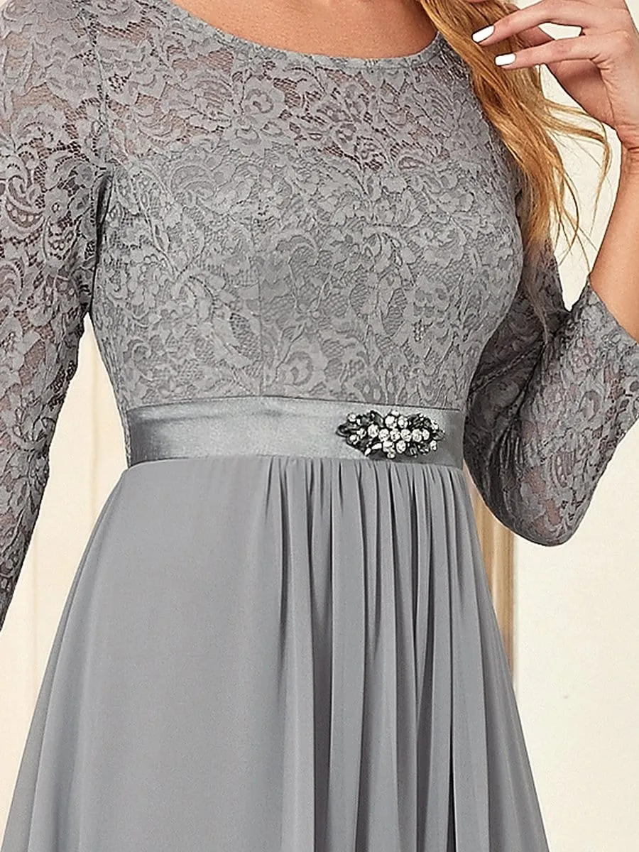 Classic Floral Lace Bridesmaid Dress with Long Sleeve