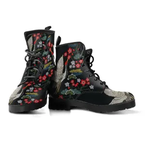 Crane and Fauna  Memory Foam Boots | All Season Lace Up Boots | Vegan Leather Combat Boot by Manifestie