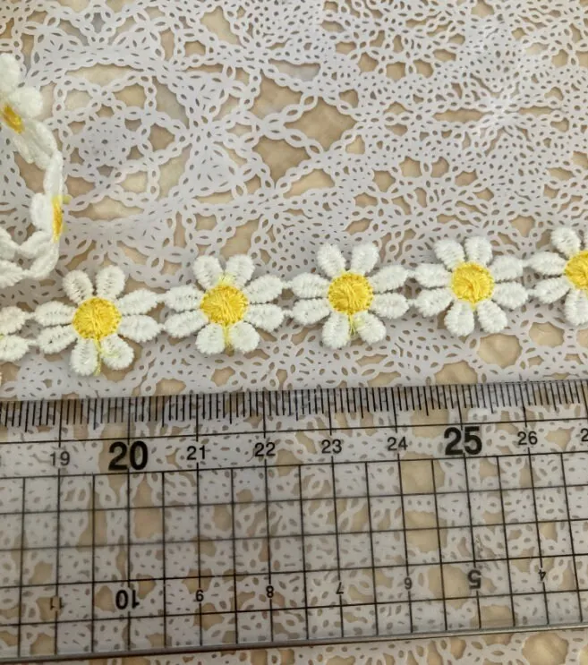 Daisy Flower Lace Trim Fabric Soft Floral Daisy Embroidered Fabric Dress Bridal Veil Floral Tulle Fabric -  Dance Costume Prom Wedding Dress