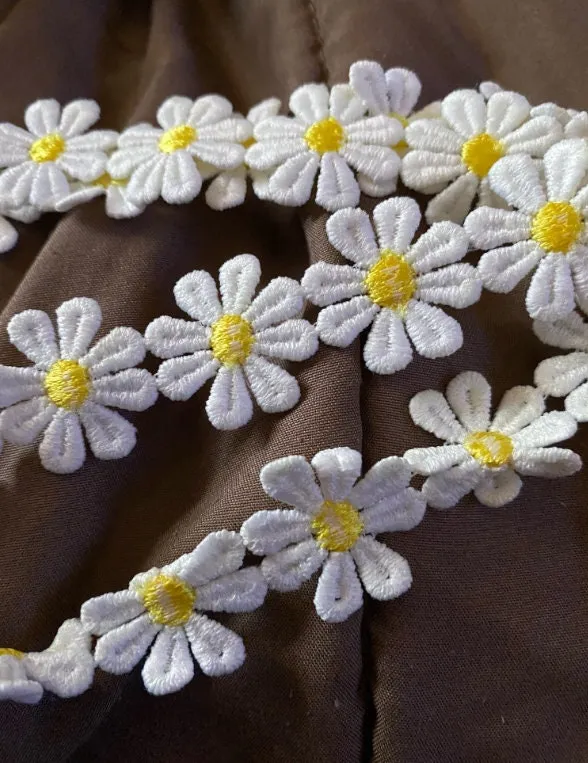 Daisy Flower Lace Trim Fabric Soft Floral Daisy Embroidered Fabric Dress Bridal Veil Floral Tulle Fabric -  Dance Costume Prom Wedding Dress