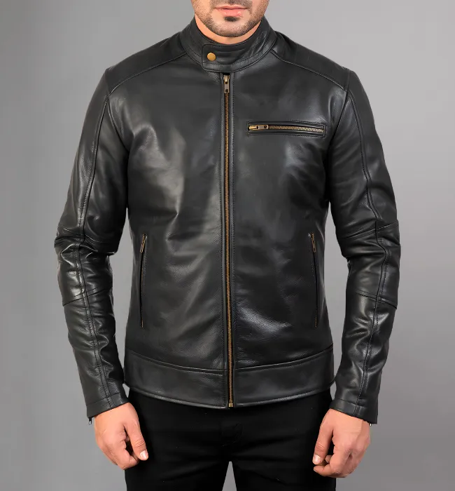 Dean Black Leather Biker Jacket