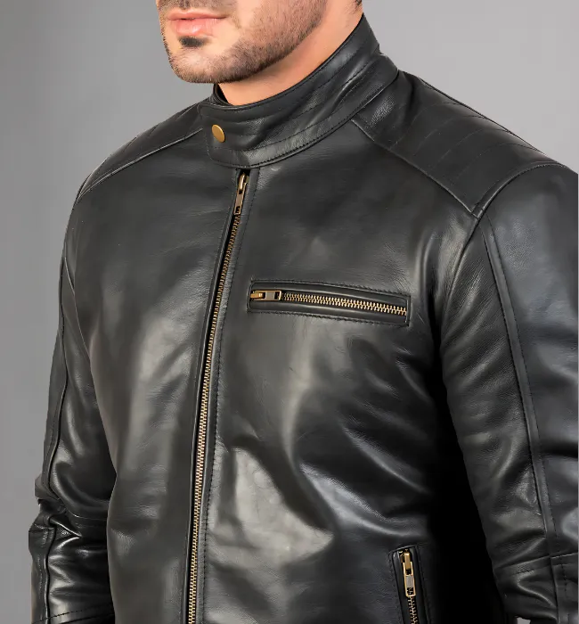 Dean Black Leather Biker Jacket