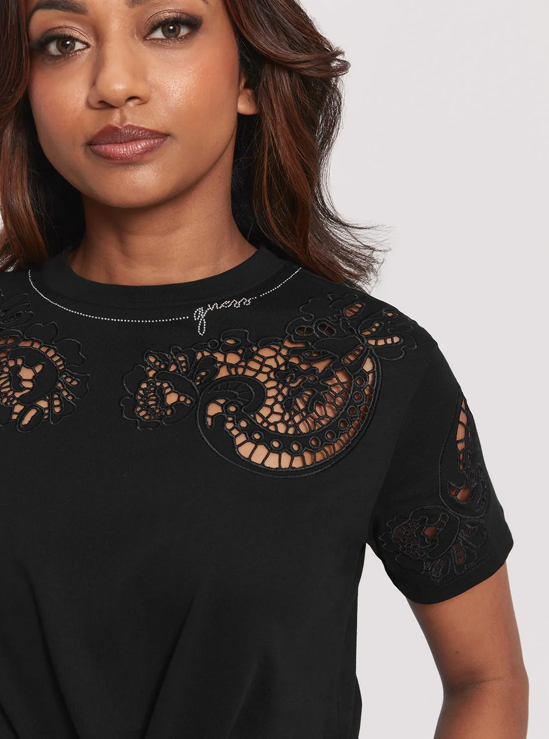 Eco Black Anjour Lace T-Shirt