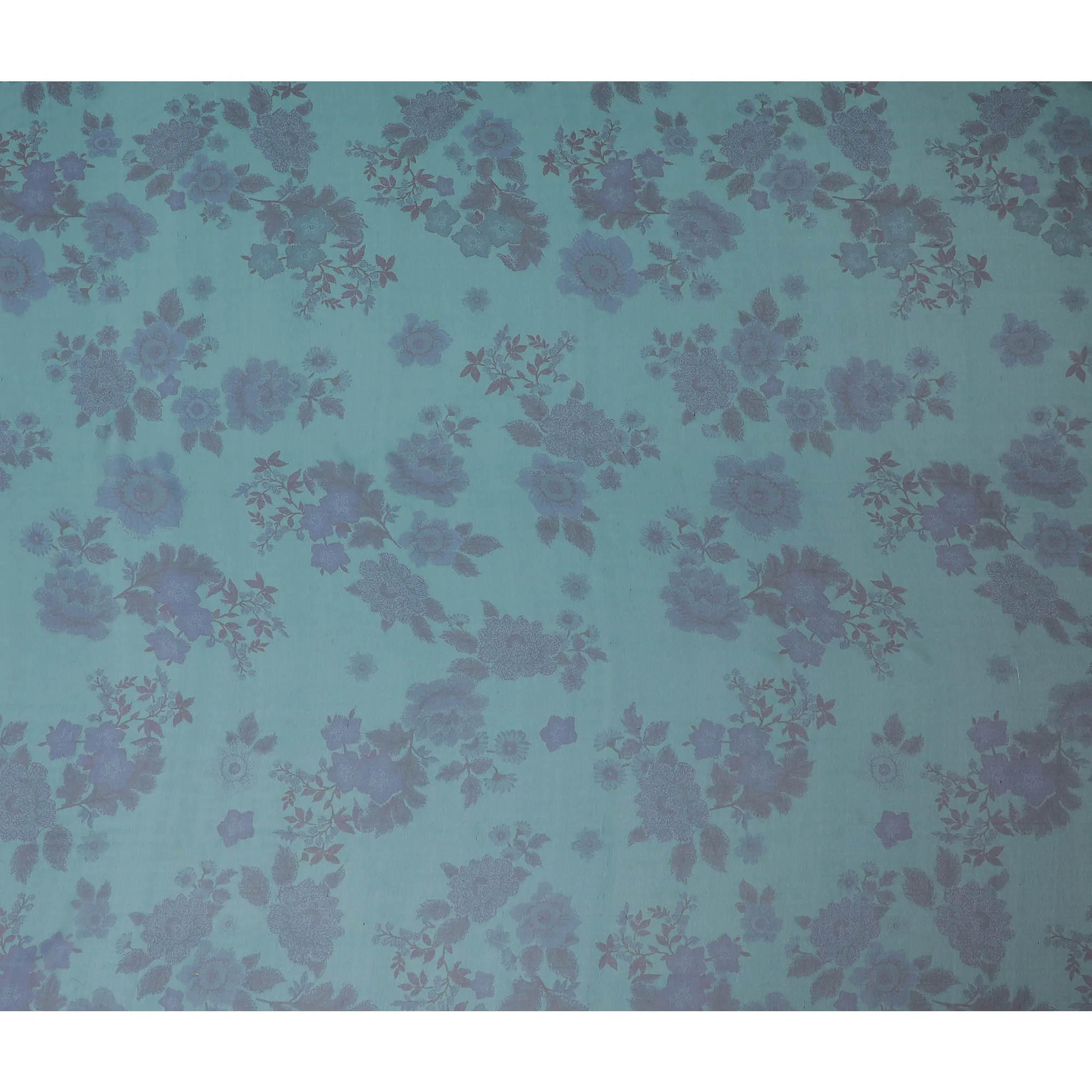 Elegant Blue and Lavender Floral Pure Silk Chiffon Fabric, 110 cms, South Korea-D19885