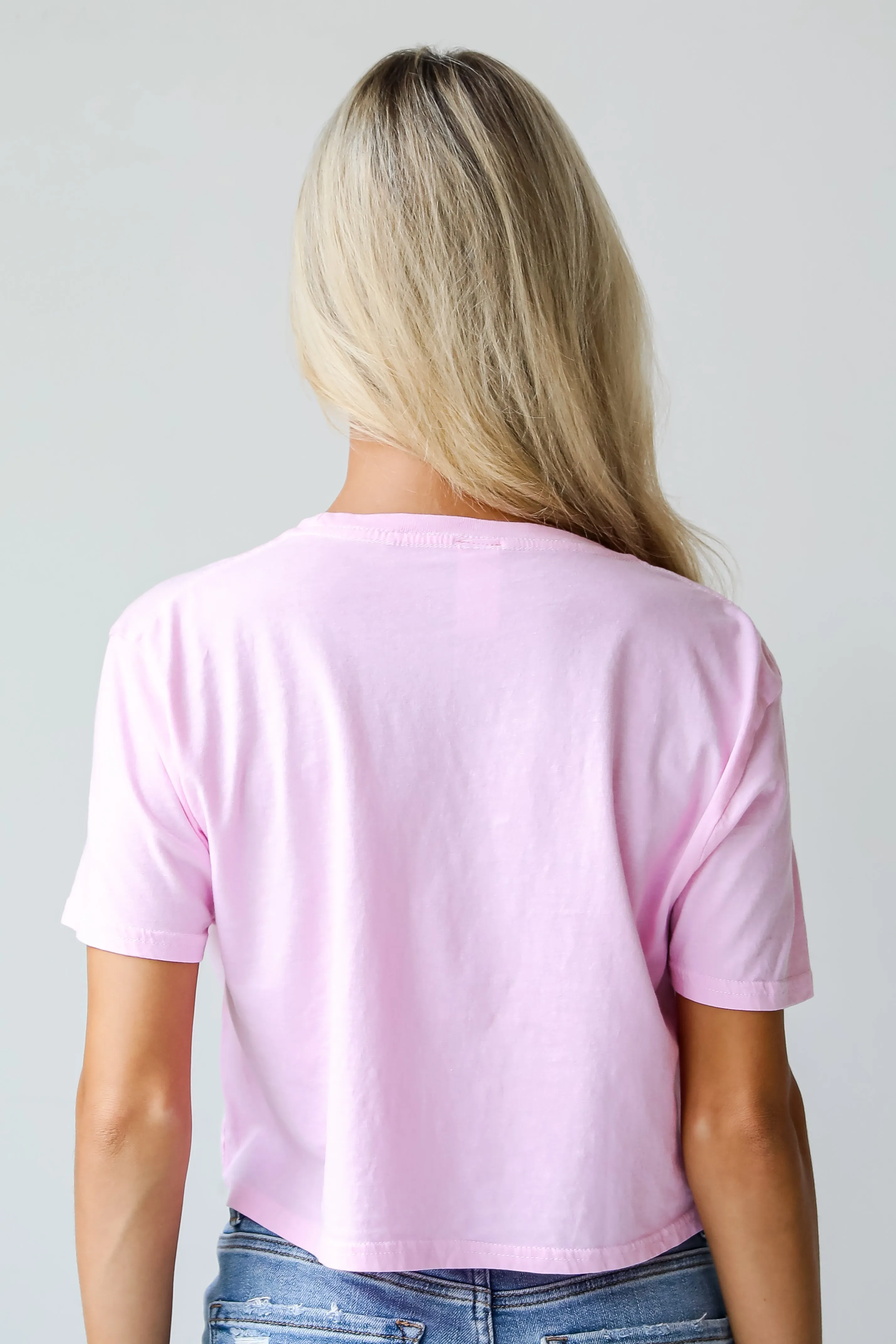 FINAL SALE - Cowgirls Good Vibes Light Pink Cropped Graphic Tee