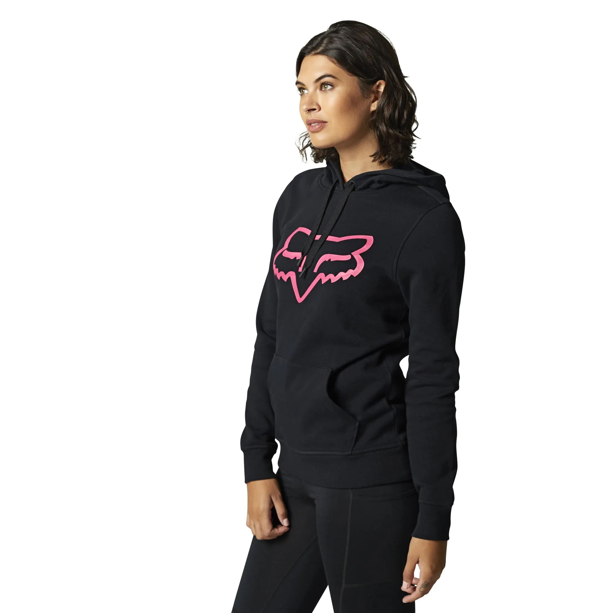 Fox Racing  Womens Black Pink Boundary Pullover Hoodie Comfy Fleece Sweatshirt