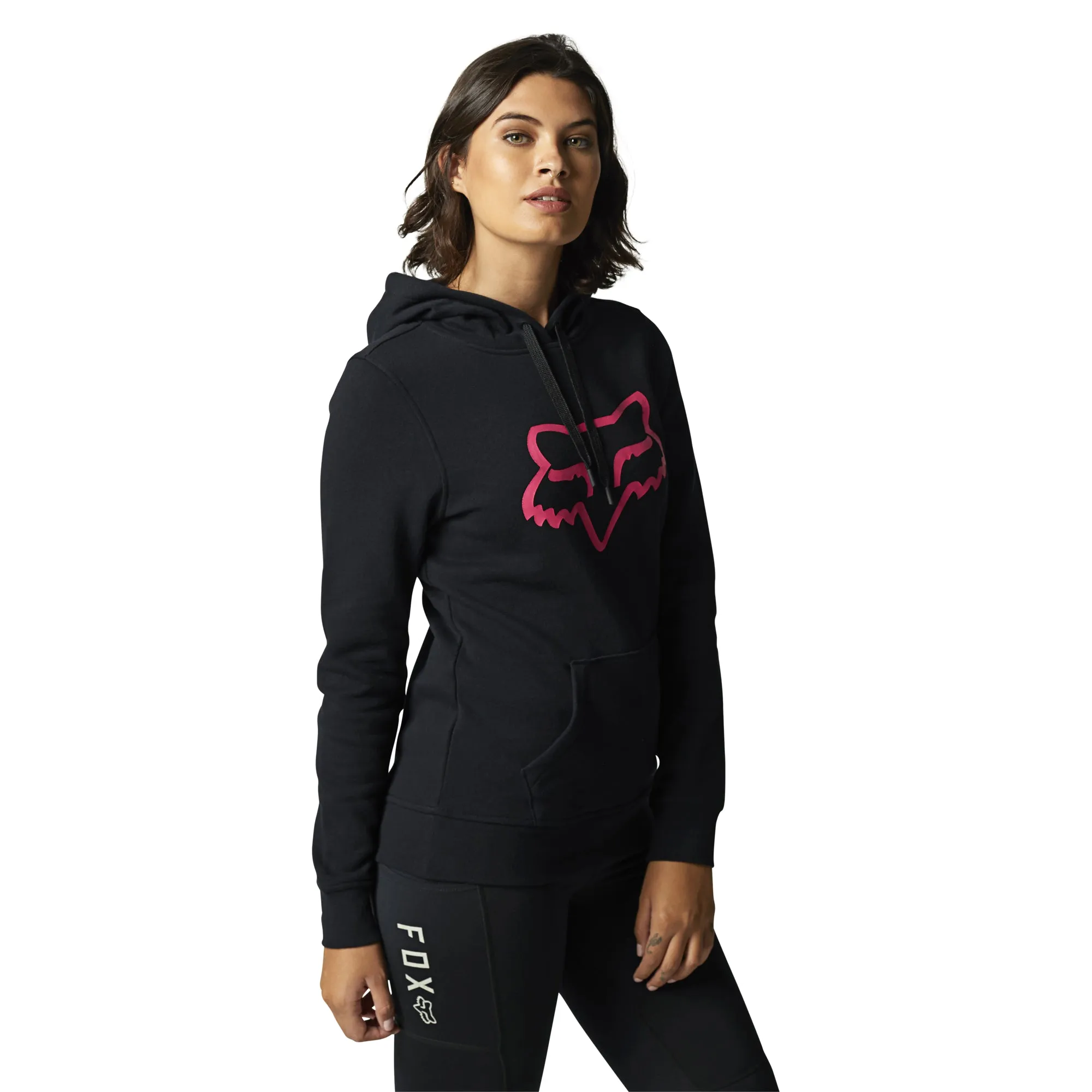 Fox Racing  Womens Black Pink Boundary Pullover Hoodie Comfy Fleece Sweatshirt