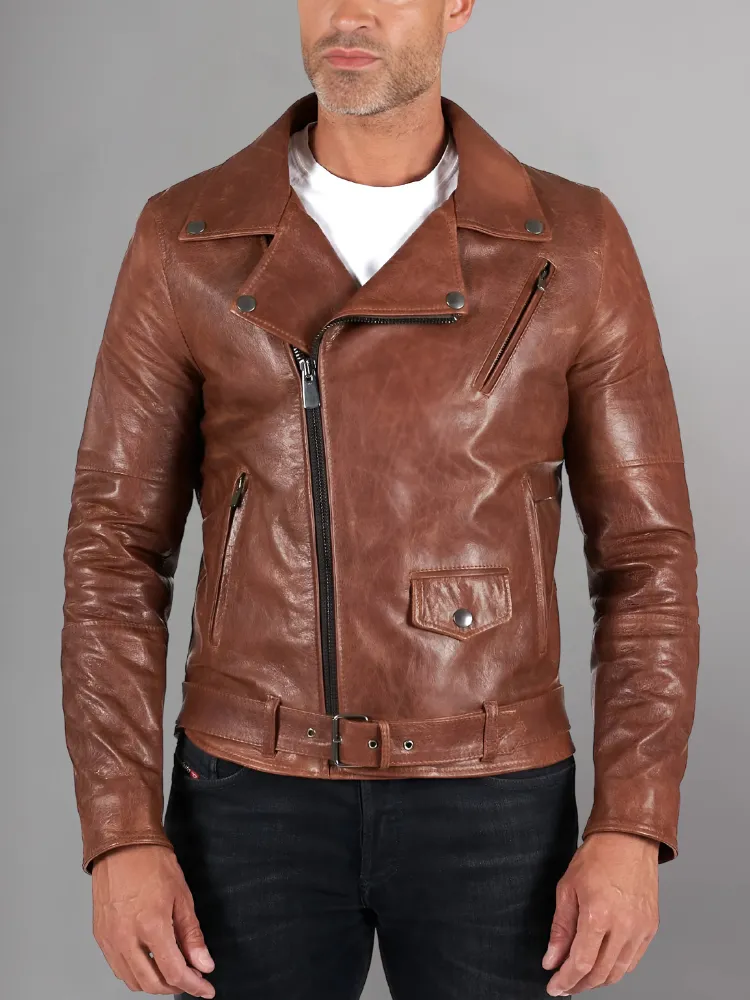 GENUINE COWHIDE LEATHER BRANDO LEATHER JACKET