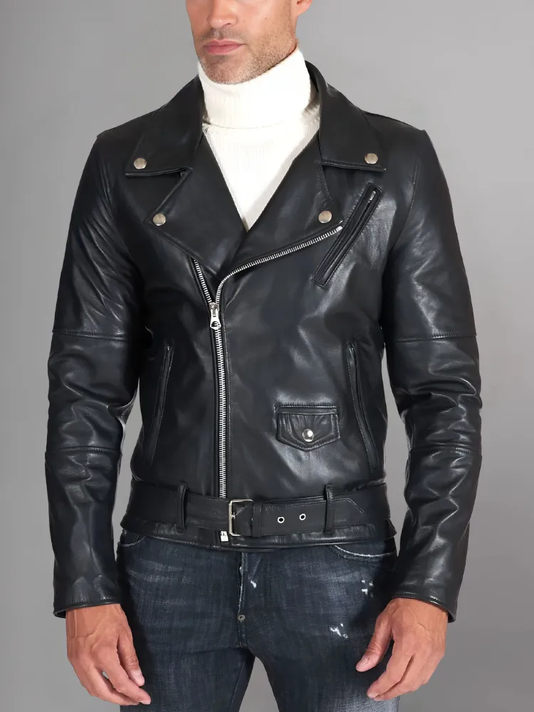 GENUINE COWHIDE LEATHER BRANDO LEATHER JACKET