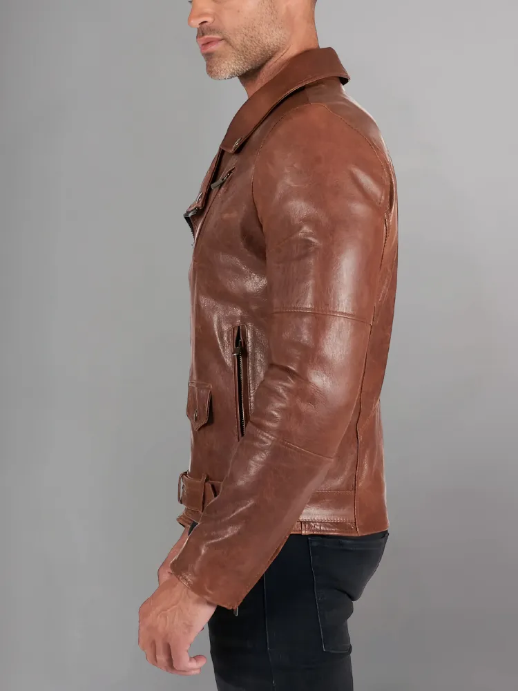 GENUINE COWHIDE LEATHER BRANDO LEATHER JACKET