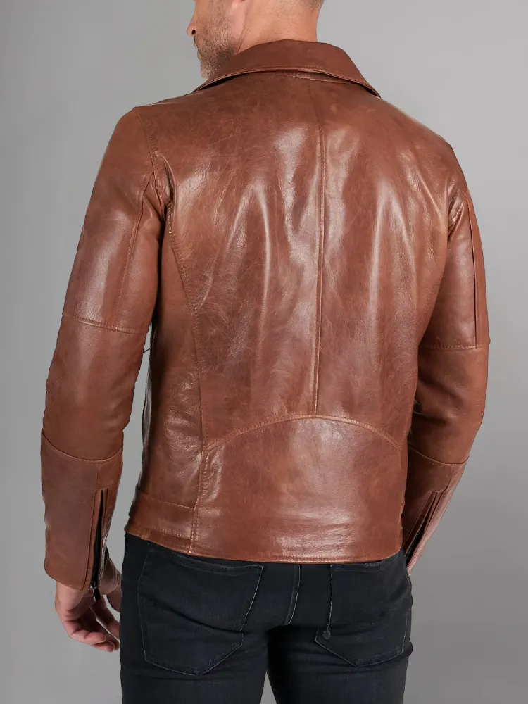 GENUINE COWHIDE LEATHER BRANDO LEATHER JACKET