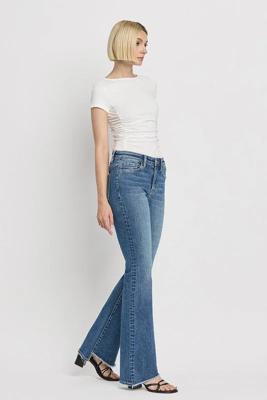 High Rise Slant Hem Flare Jeans *Online Only*