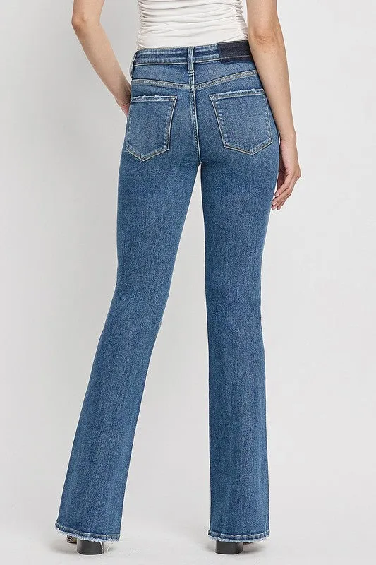 High Rise Slant Hem Flare Jeans *Online Only*