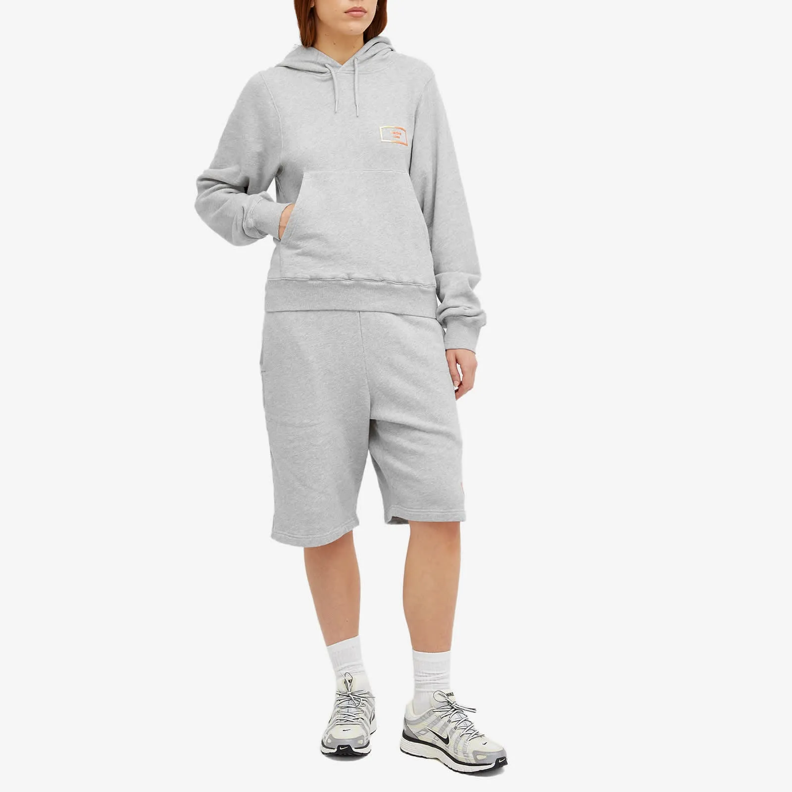 Martine Rose Shrunken Logo Hoodie in Gray Marl