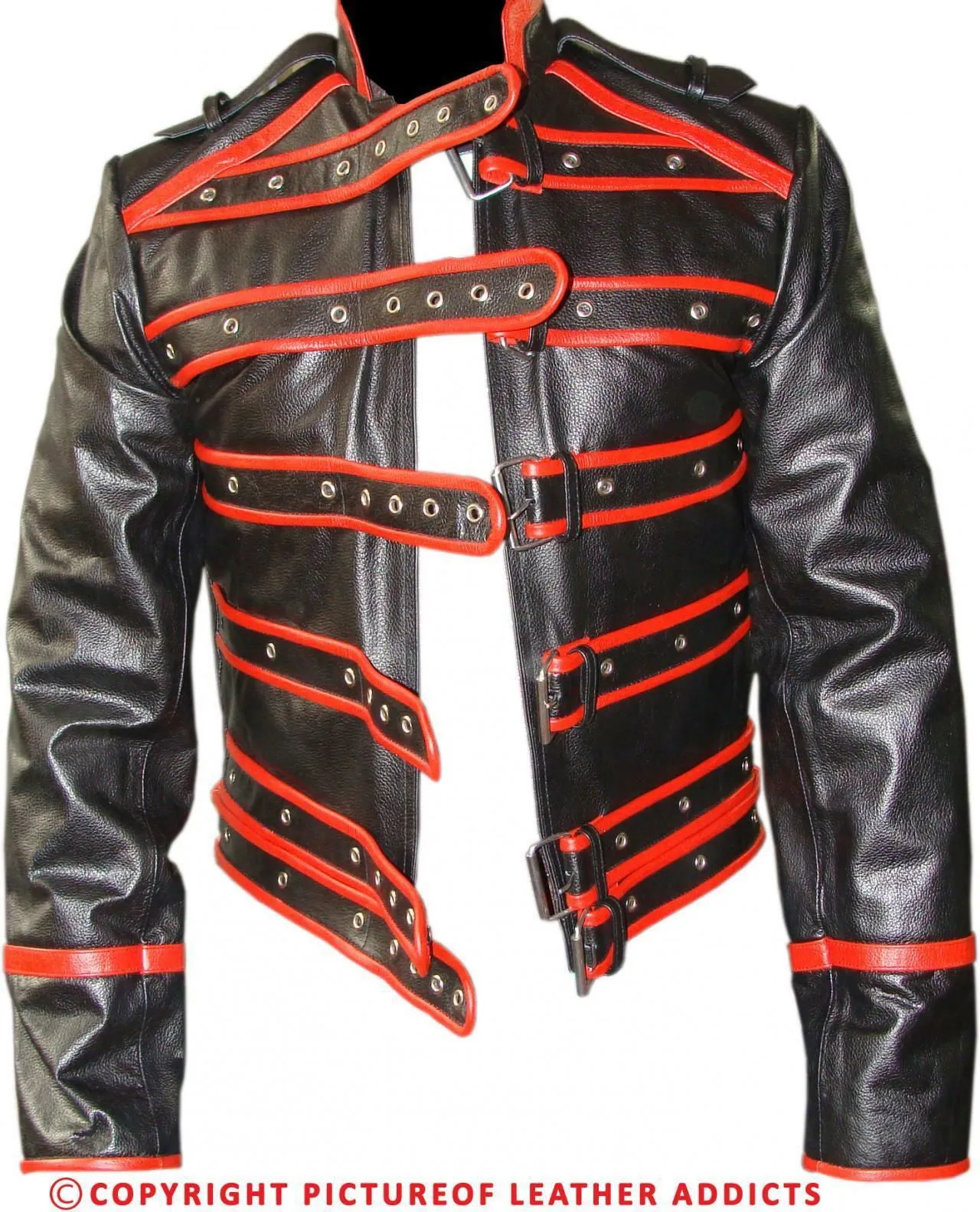 Men's Black And Red Leather Rockstar Freddie Mercury Jacket Wembley `86 (FJ1)