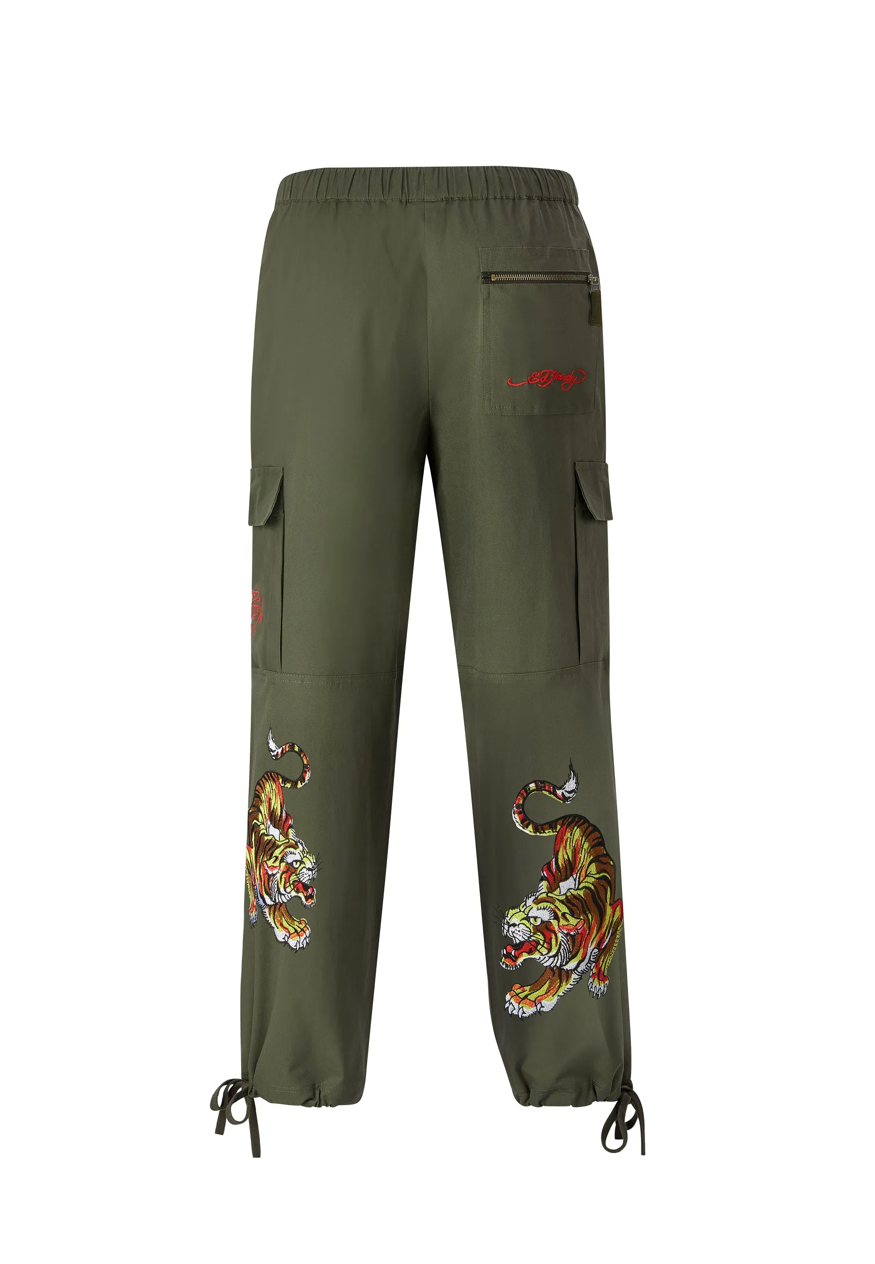 Mens Double Tiger Cargo Pants Trousers - Olive