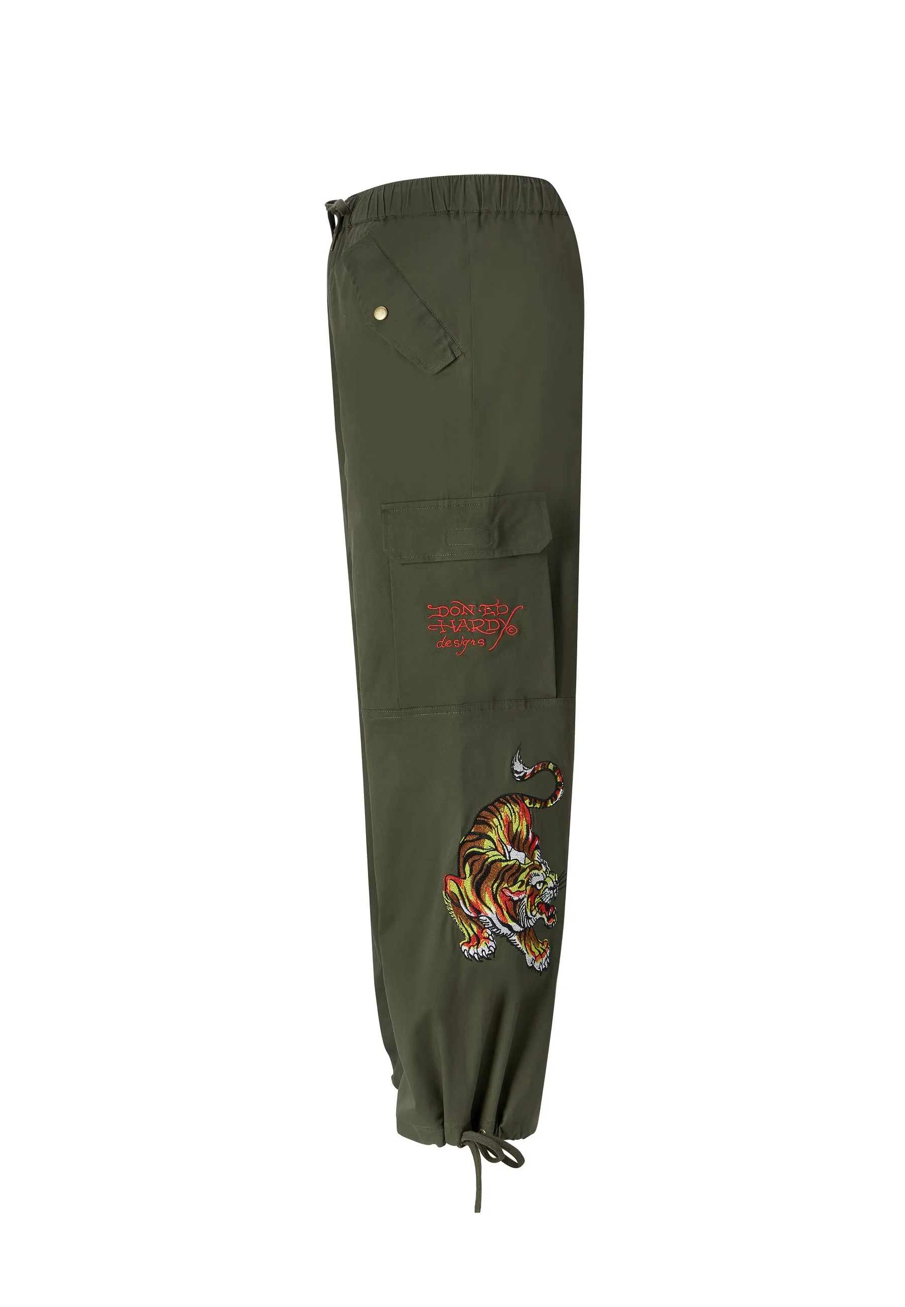 Mens Double Tiger Cargo Pants Trousers - Olive