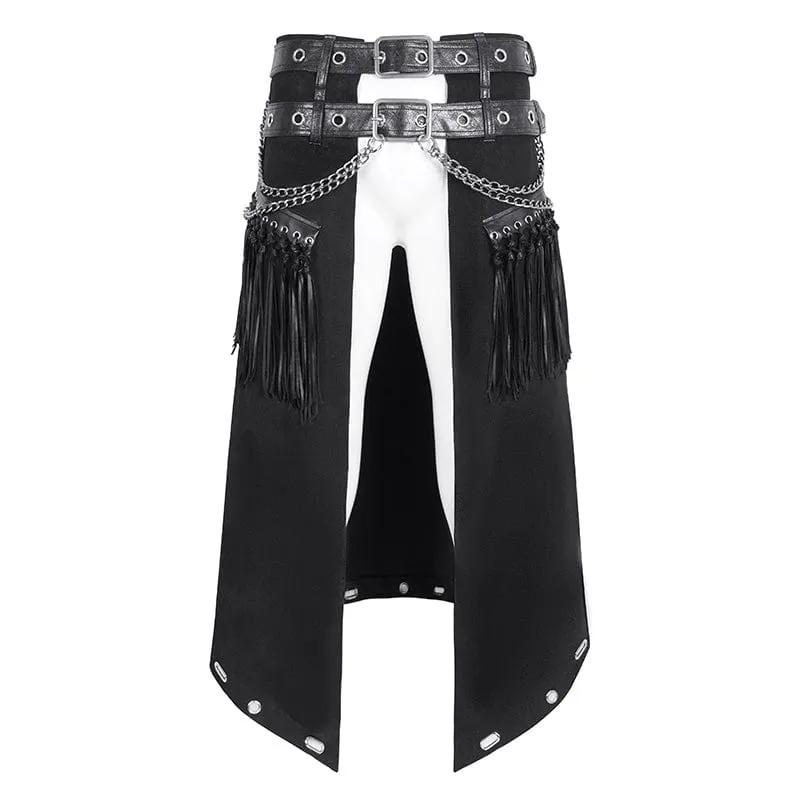 Men's Gothic Double-belt Tassels Kilt