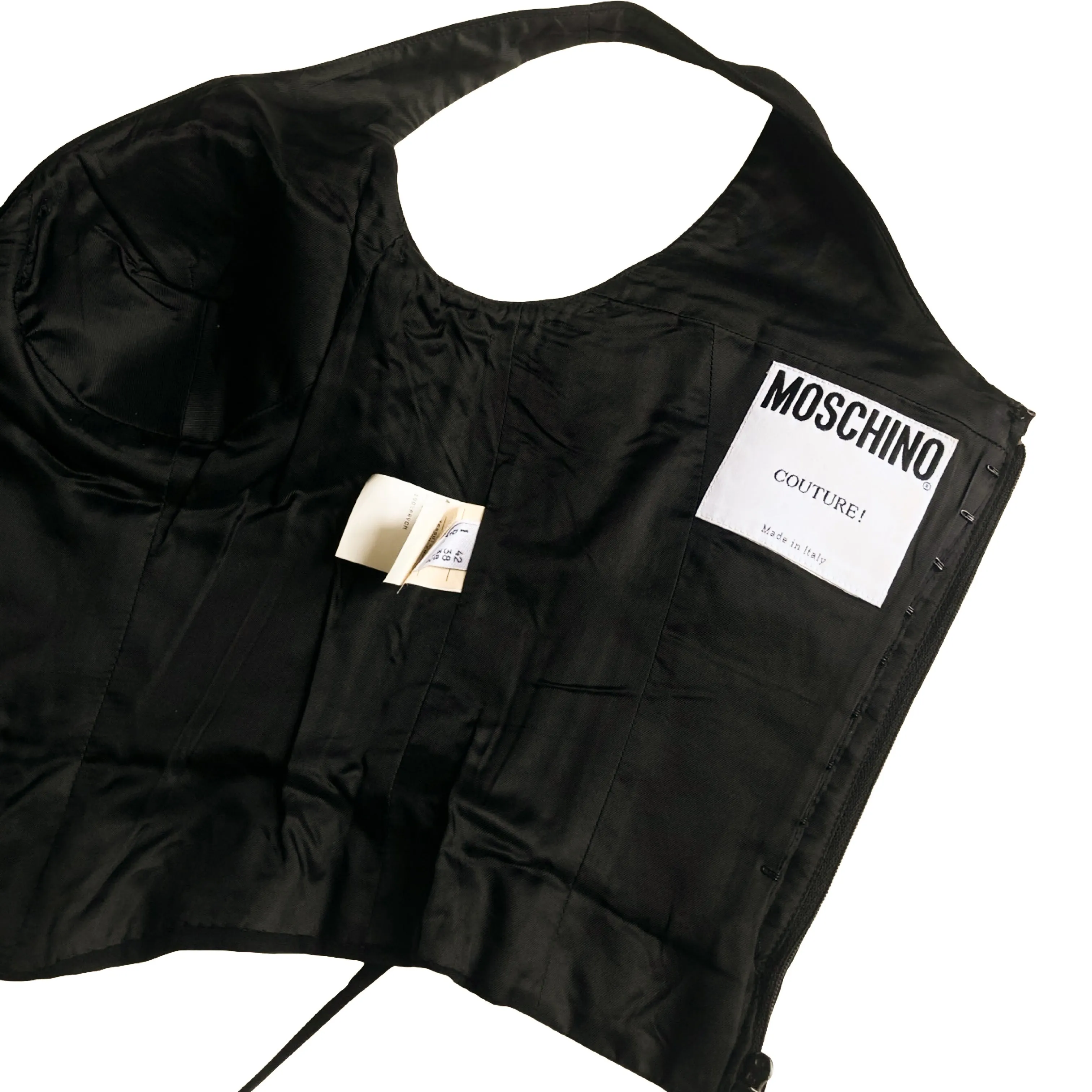 Moschino Couture 90's Black Lace-Up Corset Top