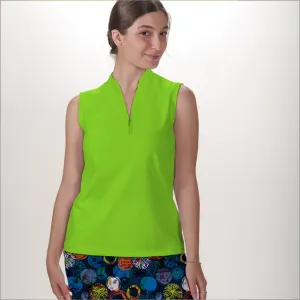 NEON GREEN SLEEVELESS QUARTER ZIP TOP