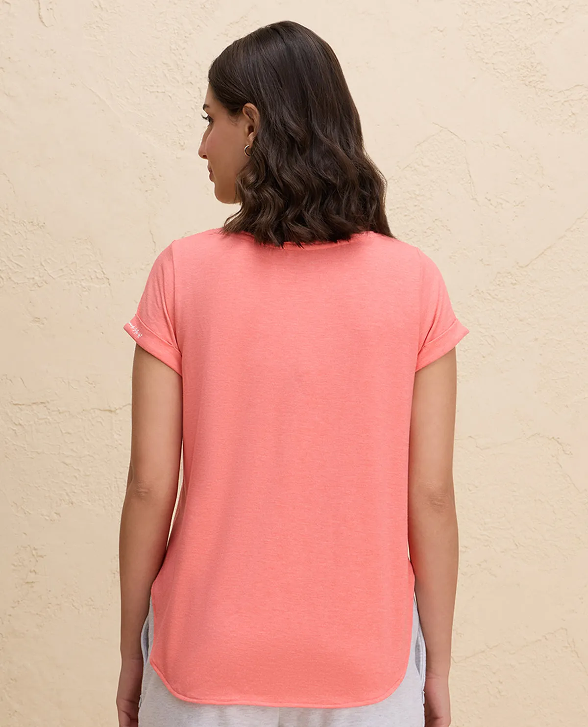 Nykd By Nykaa After Class Apple Bottom Flattering Longline Tee-NYAT272-Orange Melange