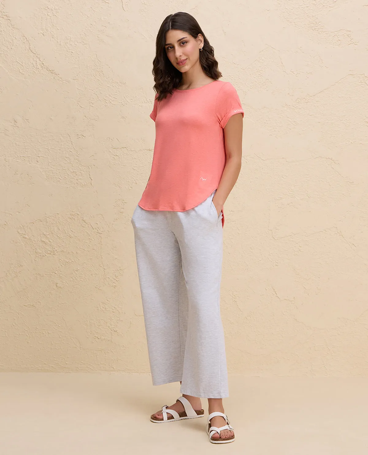 Nykd By Nykaa After Class Apple Bottom Flattering Longline Tee-NYAT272-Orange Melange