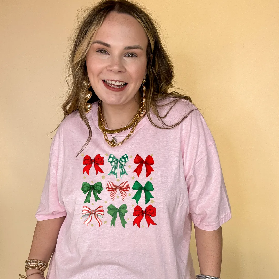 Online Exclusive | Christmas Bow Assortment Graphic Tee in Multiple Color Options