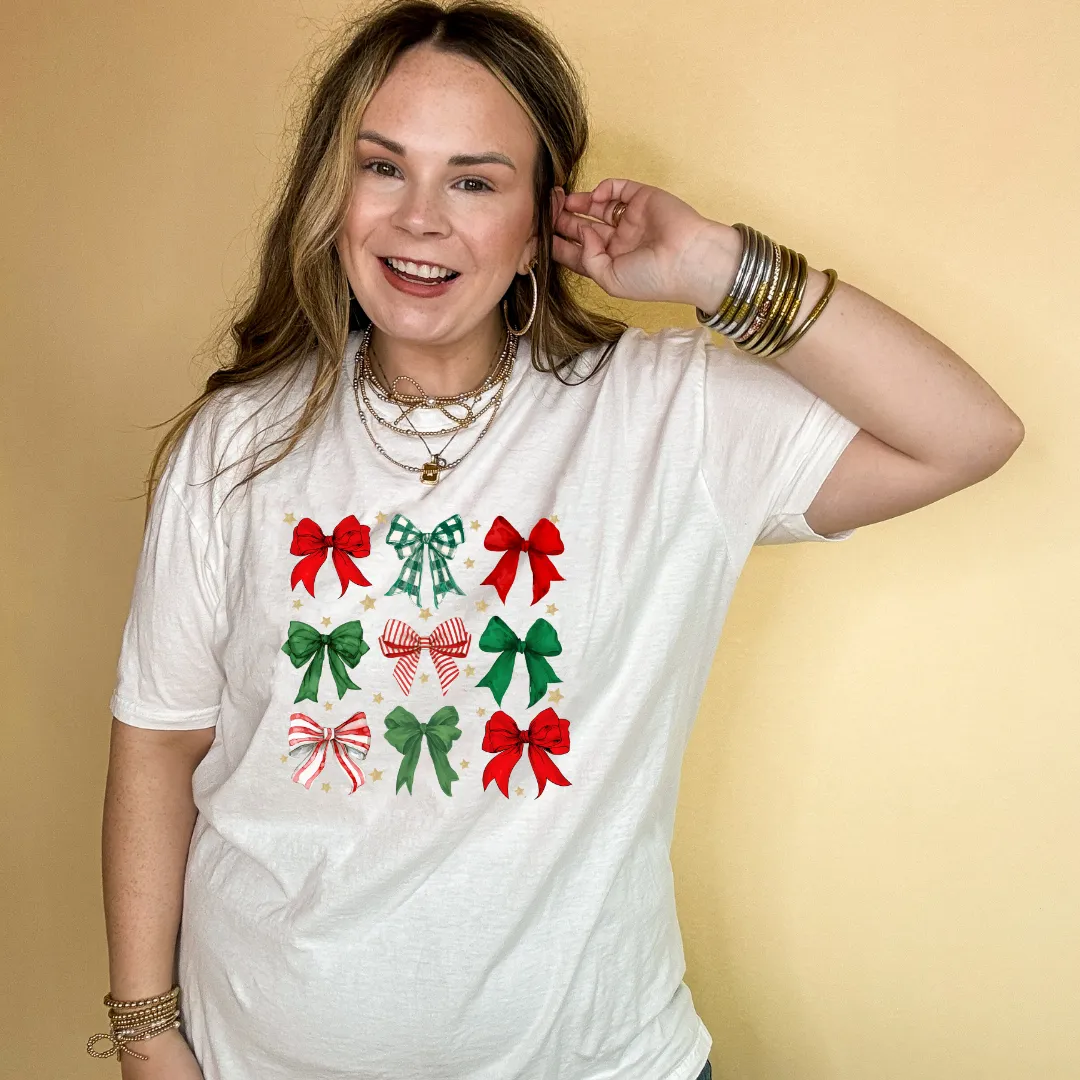 Online Exclusive | Christmas Bow Assortment Graphic Tee in Multiple Color Options