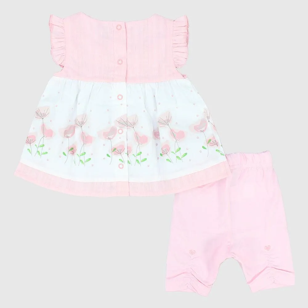 Pink Flowers 2-Piece Outfit Set