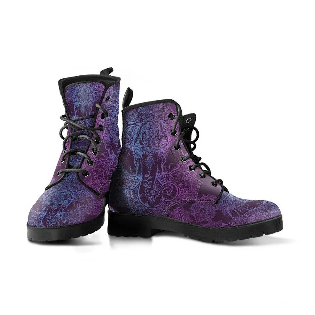 Purple Elephant  Memory Foam Boots | All Season Lace Up Boots | Vegan Leather Combat Boot by Manifestie