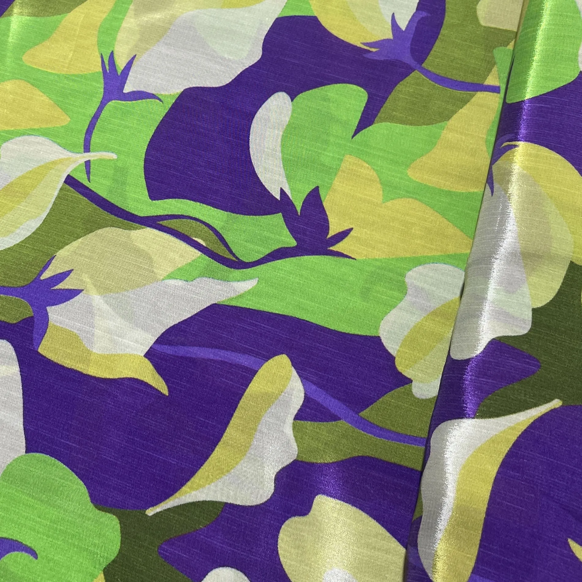 Purple Floral Print Crepe Fabric 18165