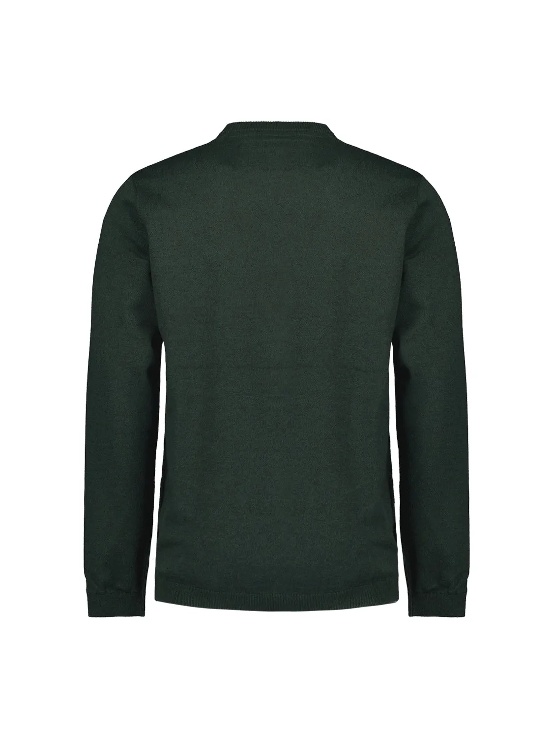 Round Neck Pullover: Two-Tone Melange and Comfortable Fit | Dark Green