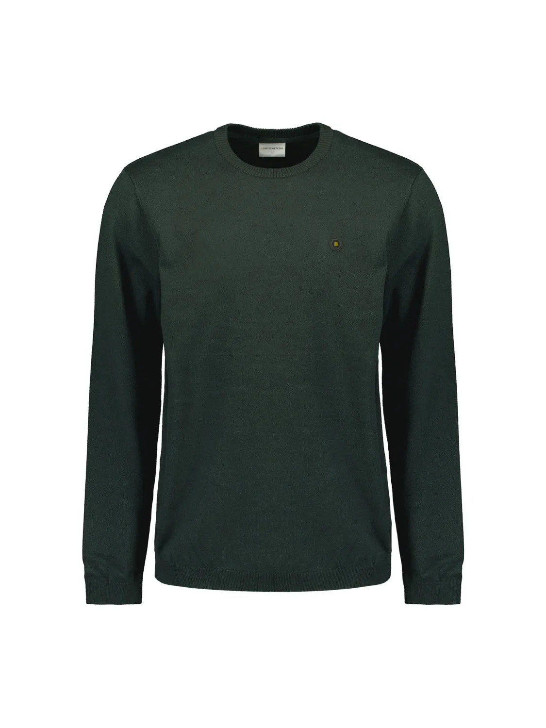 Round Neck Pullover: Two-Tone Melange and Comfortable Fit | Dark Green