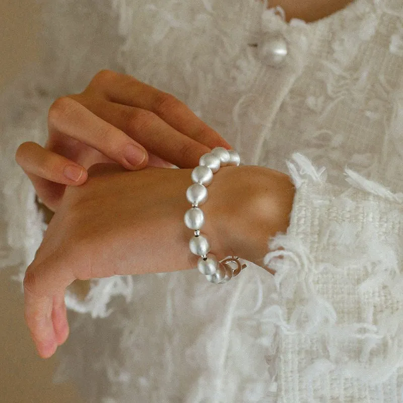 Silver Brushed Ball Bracelet