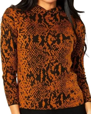 Snake Pattern Funnel Sweater in Rust/Black | Rust/Black