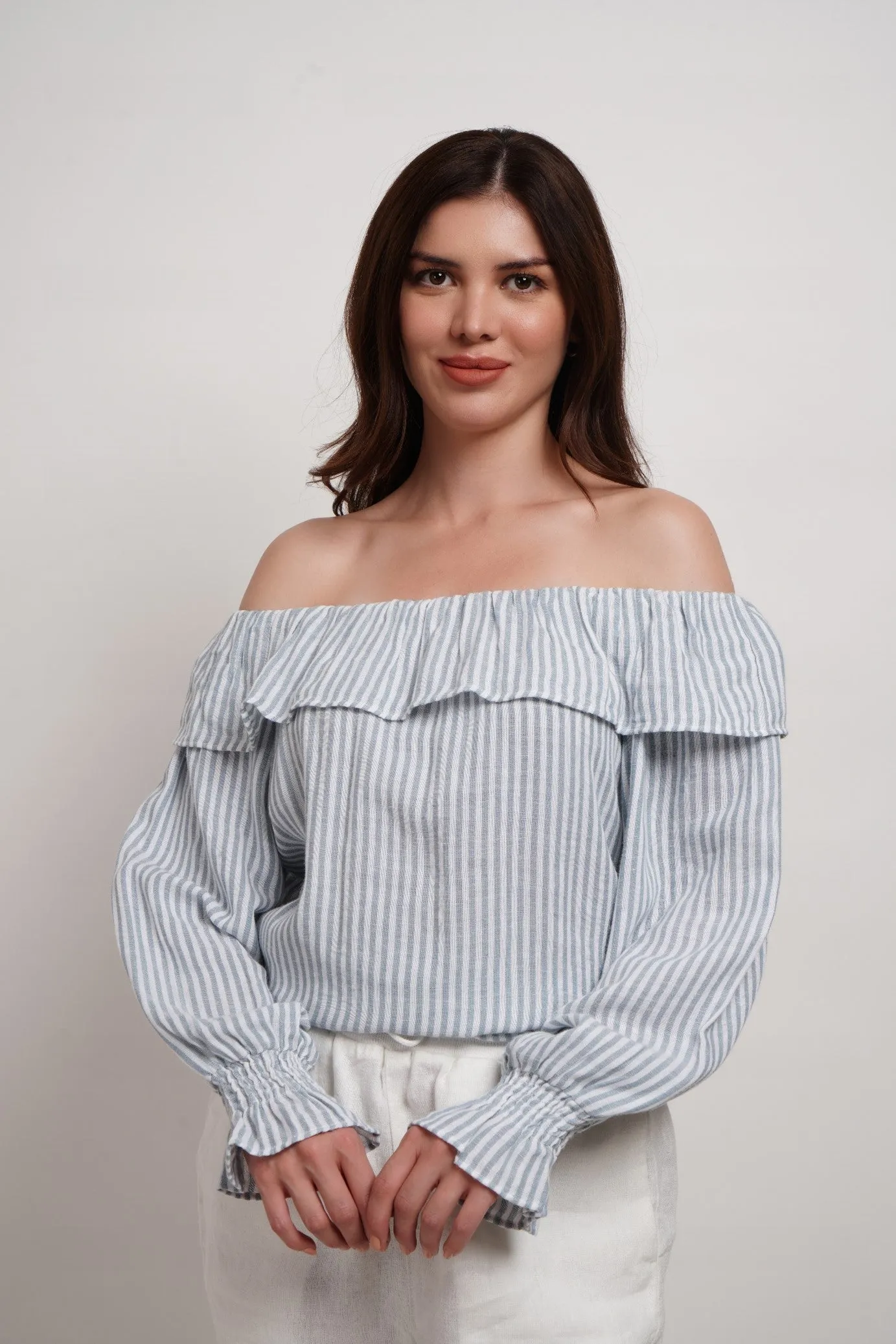 Striped off shoulder top