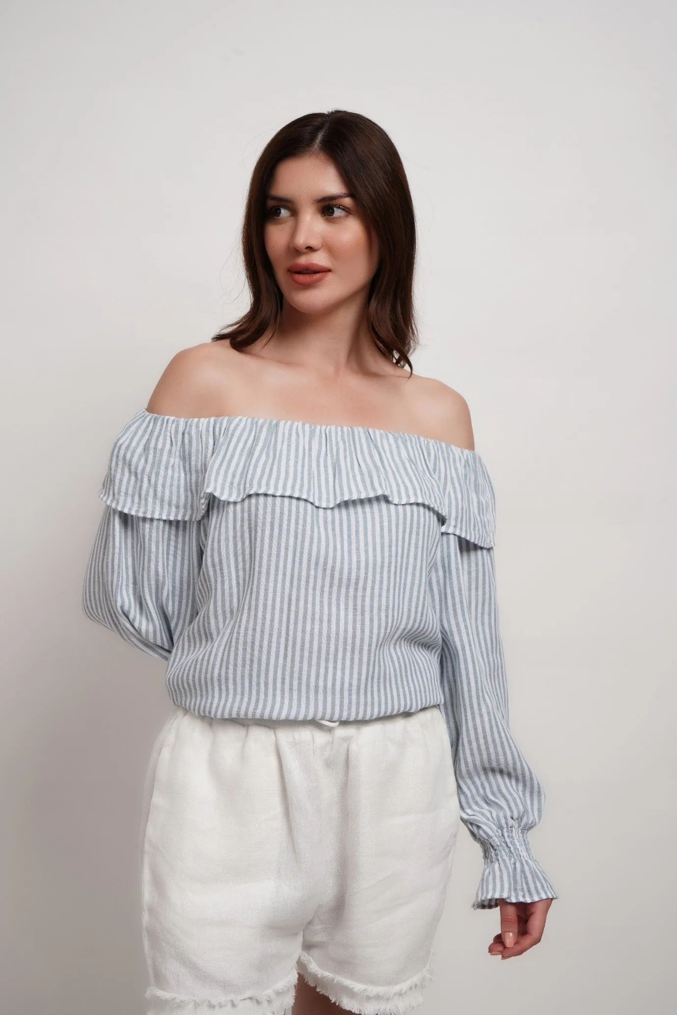 Striped off shoulder top