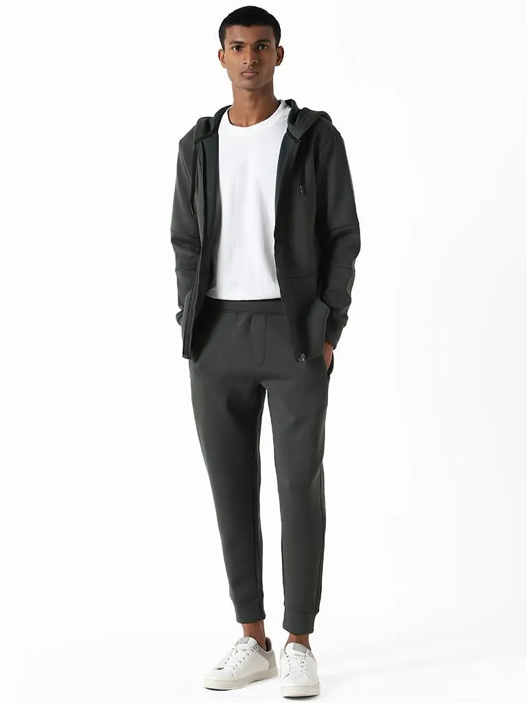 Studiofit Olive Relaxed-Fit Hoodie Jacket